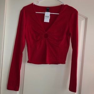 Red long sleeved crop